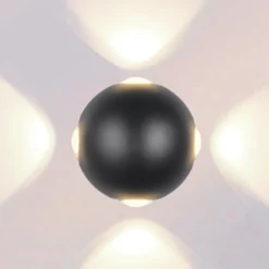 LED-Außenwandleuchte Avisio, schwarz, 4-flammig, halbrund