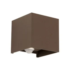 LED-Außenwandleuchte Cube-S, corten, Metall, Sensor