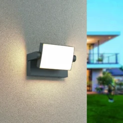 LED-Außenwandleuchte KANSAS, anthrazit, Breite 20 cm, IP54