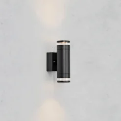 LED-Außenwandleuchte Luno, schwarz, IP65, dim. 2-flg.