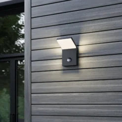 LED-Außenwandleuchte Nevio, Metall, anthrazit, Sensor