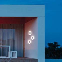 LED-Außenwandleuchte Santorini, weiß, rund