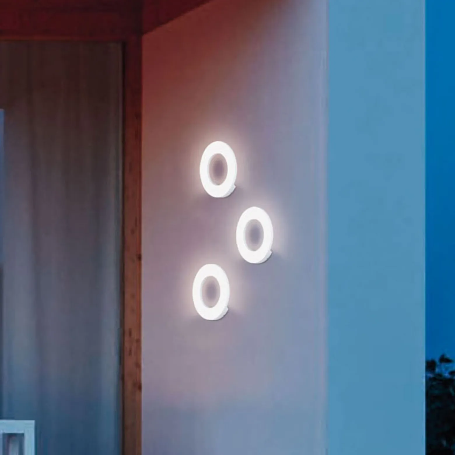 LED-Außenwandleuchte Santorini, weiß, rund