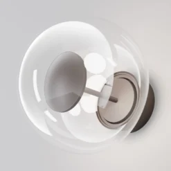LED-Außenwandleuchte Velora, braun/klar, Ø 20 cm, Glas, IP54