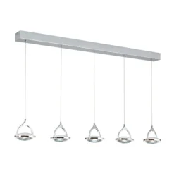 LED-Balkenhängeleuchte Moon, 5-flammig, chrom