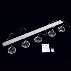 LED-Balkenhängeleuchte Moon, 5-flammig, chrom