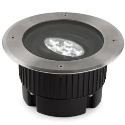 LED-Bodeneinbauleuchte Gea, Ø 18 cm, 3000K, Edelstahl