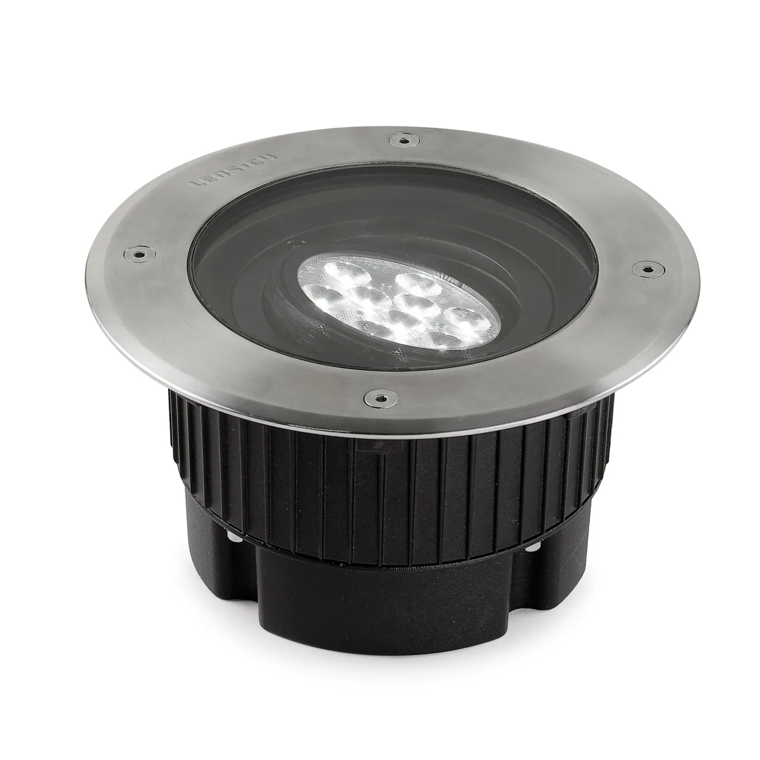 LED-Bodeneinbauleuchte Gea, Ø 18 cm, 3000K, Edelstahl