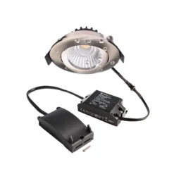 LED-Deckeneinbauleuchte Dione, IP44, 3.000 K, nickel, dim