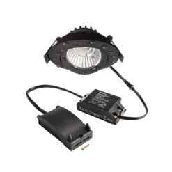 LED-Deckeneinbauleuchte Dione, IP44, 2.700 K, schwarz, dim