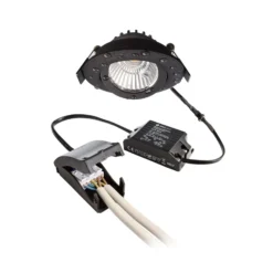 LED-Deckeneinbauleuchte Dione, IP44, 3.000 K, schwarz, dim