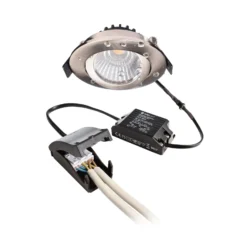 LED-Deckeneinbauleuchte Dione, IP44, nickel, dim to warm