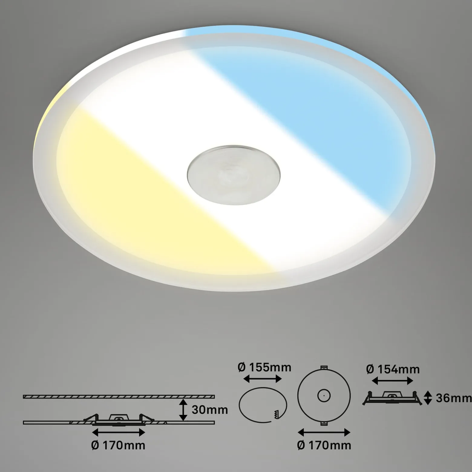 LED-Deckeneinbauleuchte 784 IP44 CCT Switch Ø 17cm