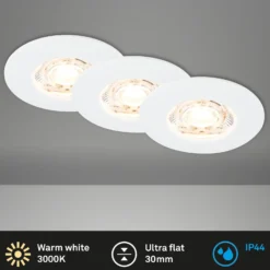 LED-Deckeneinbauspot Kulana Mini IP44 3er weiß