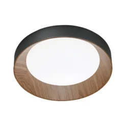 LED-Deckenlampe Arka, Ø 40 cm, schwarz/Holzoptik, Metall CCT