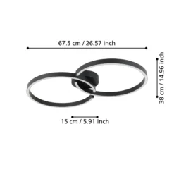 LED-Deckenlampe Armandolo, schwarz, Länge 67 cm, CCT, RGB