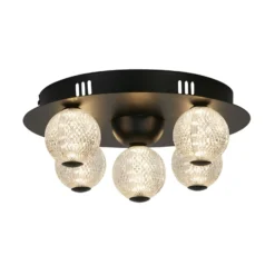 LED-Deckenlampe Asteroid, schwarz Ø 33 cm Stahl/Acryl 5-flg.