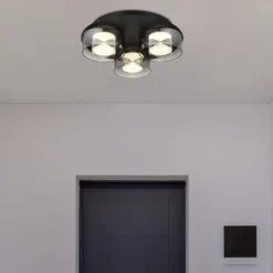 LED-Deckenlampe Belinda, Ø 38 cm, rauchgrau, 3-flg., Glas
