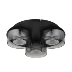 LED-Deckenlampe Belinda, Ø 38 cm, rauchgrau, 3-flg., Glas