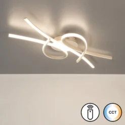 LED-Deckenlampe Biba, sandfarben, Länge 100 cm, Metall, CCT