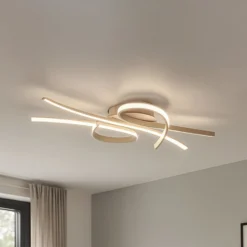 LED-Deckenlampe Biba, sandfarben, Länge 100 cm, Metall, CCT