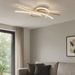 LED-Deckenlampe Biba, sandfarben, Länge 100 cm, Metall, CCT