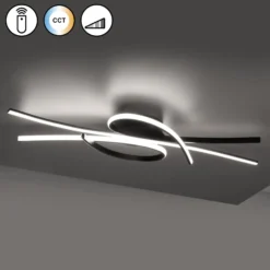 LED-Deckenlampe Biba, schwarz, Länge 100 cm, Metall, CCT