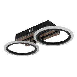 LED-Deckenlampe Blevins 2-flg. schwarz/holzoptik, Länge 46cm