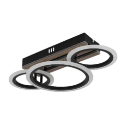 LED-Deckenlampe Blevins 3-flg. schwarz/holzoptik, Länge 46cm