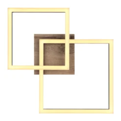 LED-Deckenlampe Bossy, Länge 53, schwarz/holz dunkel, Holz