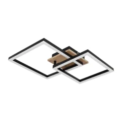 LED-Deckenlampe Bossy, Länge 53, schwarz/holz dunkel, Holz