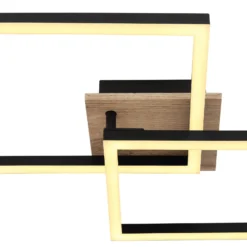 LED-Deckenlampe Bossy, Länge 53, schwarz/holz dunkel, Holz