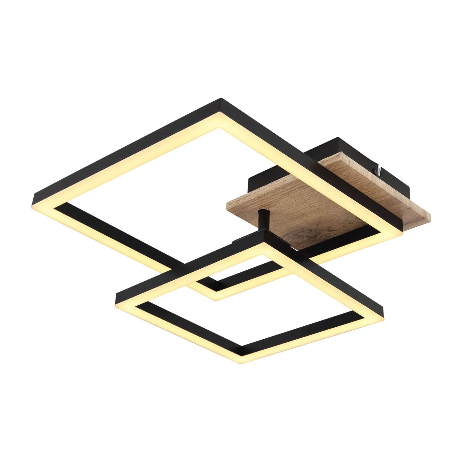 LED-Deckenlampe Bossy, Länge 53, schwarz/holz dunkel, Holz