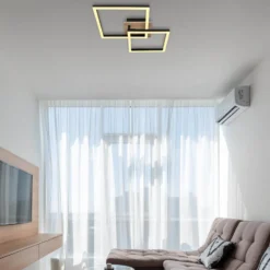 LED-Deckenlampe Bossy, Länge 53, schwarz/holz dunkel, Holz