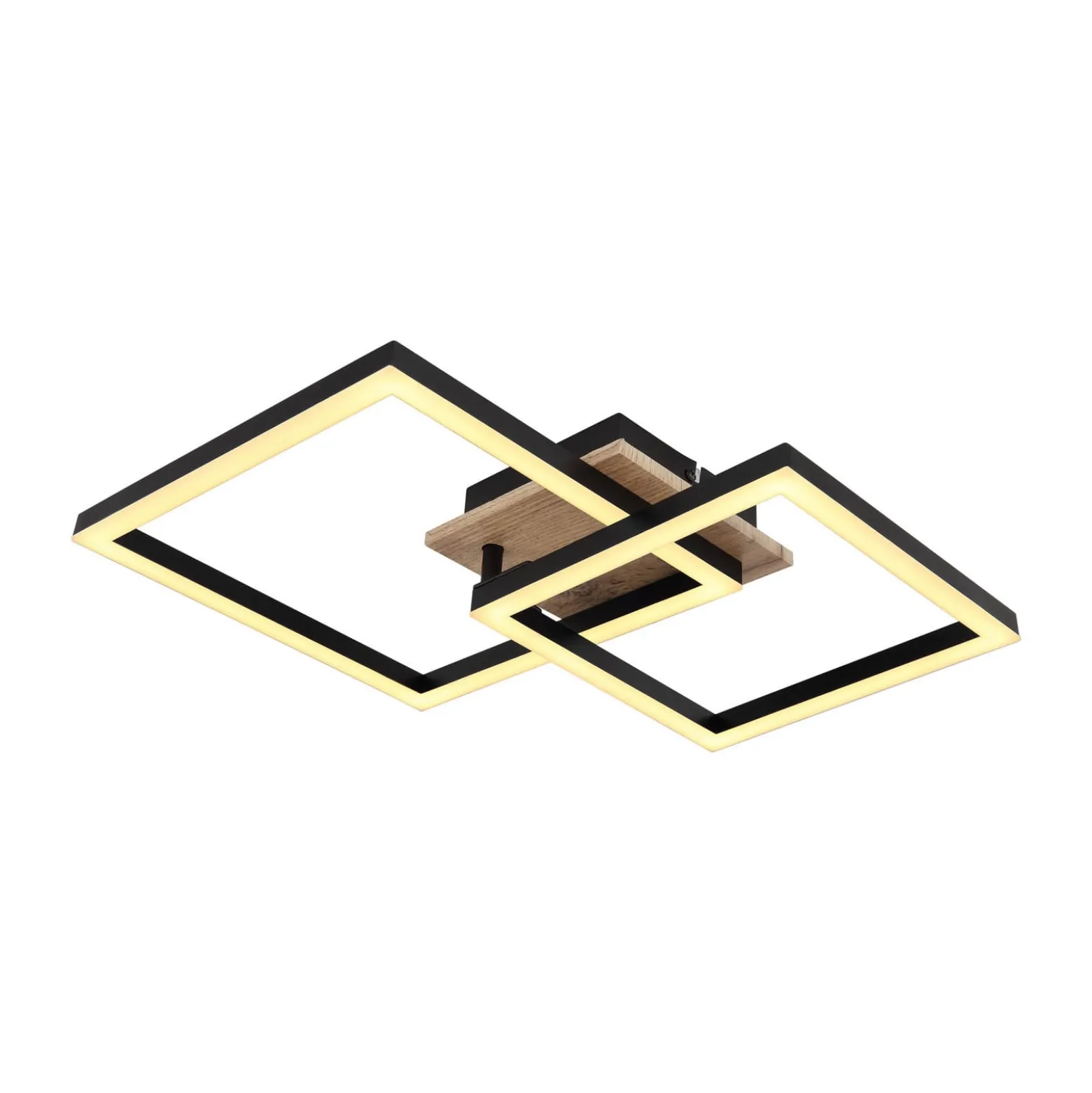 LED-Deckenlampe Bossy, Länge 53, schwarz/holz dunkel, Holz