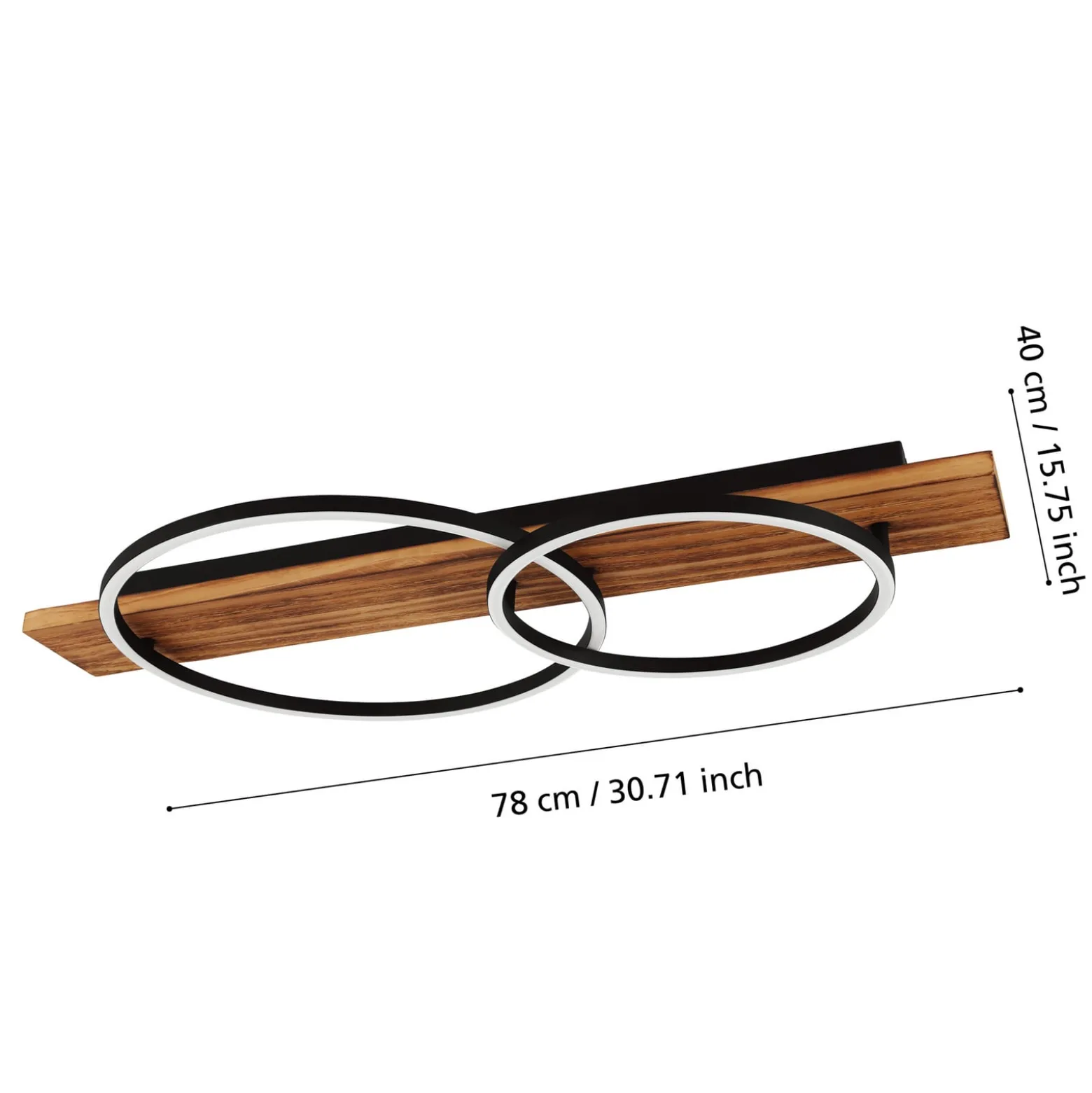 LED-Deckenlampe Boyal, braun, Länge 78 cm, Holz, 2-flg.