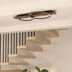 LED-Deckenlampe Boyal, braun, Länge 78 cm, Holz, 2-flg.