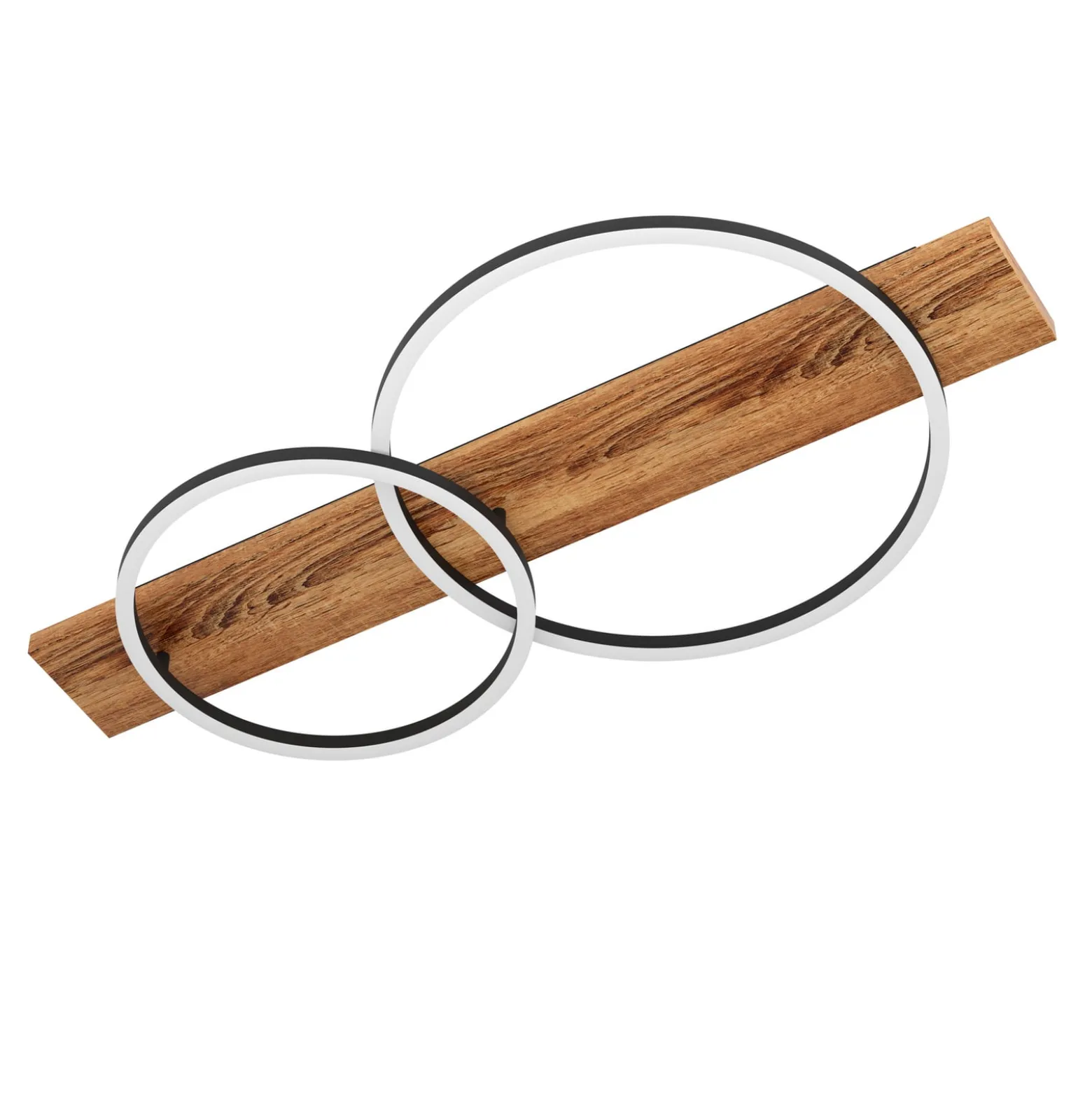 LED-Deckenlampe Boyal, braun, Länge 78 cm, Holz, 2-flg.