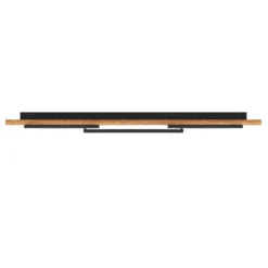LED-Deckenlampe Boyal, schwarz, Länge 101 cm, Holz, 3-flg.