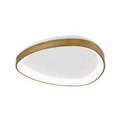 LED-Deckenlampe Charlie, Ø 45 cm, opalweiß, altmessingfarben