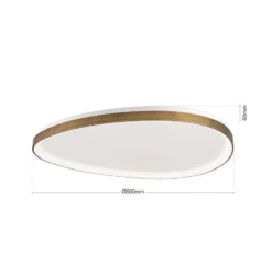 LED-Deckenlampe Charlie, Ø 80 cm, opalweiß, altmessingfarben
