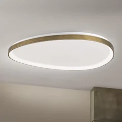 LED-Deckenlampe Charlie, Ø 80 cm, opalweiß, altmessingfarben