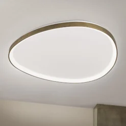 LED-Deckenlampe Charlie, Ø 80 cm, opalweiß, altmessingfarben