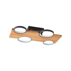 LED-Deckenlampe Cheesy aus Holz, vierflammig