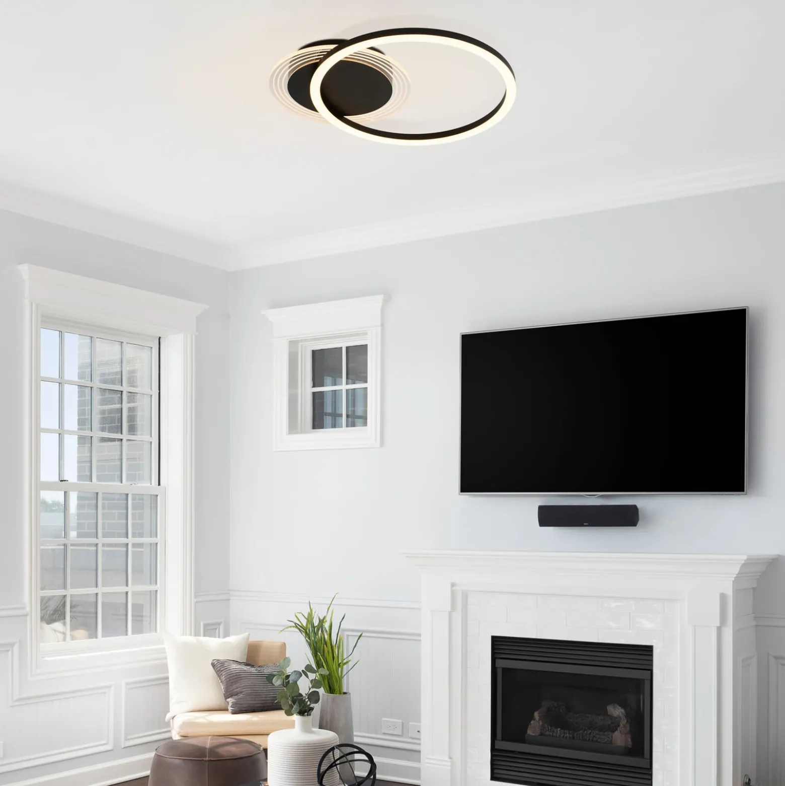 LED-Deckenlampe Contour schwarz matt Länge 40 cm Eisen/Acryl
