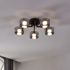 LED-Deckenlampe Copillos, schwarz Ø 66 cm Glas/Metall 5-flg.