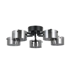 LED-Deckenlampe Copillos, schwarz Ø 66 cm Glas/Metall 5-flg.