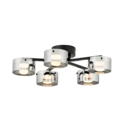 LED-Deckenlampe Copillos, schwarz Ø 66 cm Glas/Metall 5-flg.