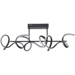 LED-Deckenlampe Curls, schwarz, Metall, 82 cm lang, dimmbar