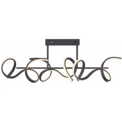 LED-Deckenlampe Curls, schwarz, Metall, 82 cm lang, dimmbar